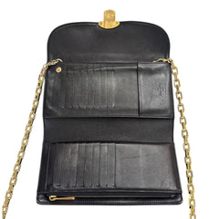 LOUIS VUITTON Black Leather Mahina Amelia Wallet with Chain Louis Vuitton