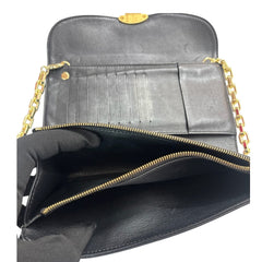 LOUIS VUITTON Black Leather Mahina Amelia Wallet with Chain Louis Vuitton