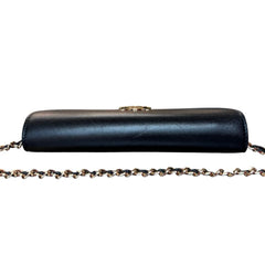 CELINE Black Leather Triomphe Long Wallet with added Chain Celine