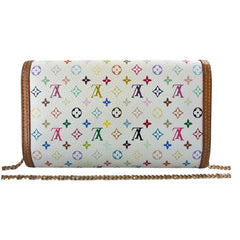 LOUIS VUITTON White Multicolor Monogram International Wallet with Chain Louis Vuitton
