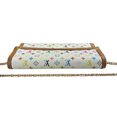 LOUIS VUITTON White Multicolor Monogram International Wallet with Chain Louis Vuitton