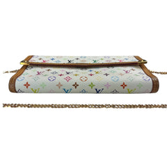 LOUIS VUITTON White Multicolor Monogram International Wallet with Chain Louis Vuitton