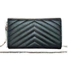 SAINT LAURENT Black Grained Leather SHW Cassandra Clutch with Chain Saint Laurent
