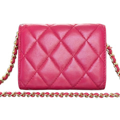 CHANEL Pink Lambskin Classic GHW Compact Wallet Chanel