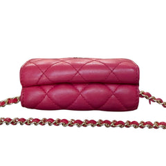 CHANEL Pink Lambskin Classic GHW Compact Wallet Chanel