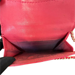 CHANEL Pink Lambskin Classic GHW Compact Wallet Chanel