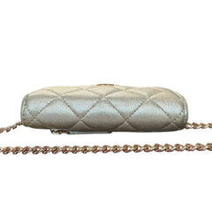 CHANEL Metallic Lambskin Compact Wallet with Chain & Clasp Chanel