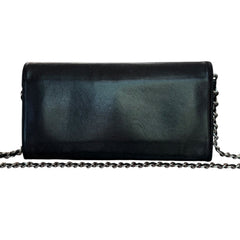 CHANEL RARE Textured CC Black Grained Calfskin Long Flap Wallet Chanel