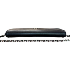 CHANEL RARE Textured CC Black Grained Calfskin Long Flap Wallet Chanel