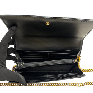 GUCCI Black Leather GG Marmont Wallet with Chain Gucci