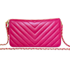 CHANEL Pink Leather V Stitch Quilted GHW Zip Wallet Chanel