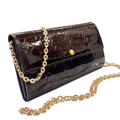 LOUIS VUITTON Aubergine Vernis Sarah Wallet with Chain Louis Vuitton