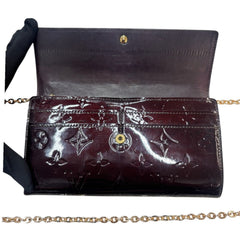 LOUIS VUITTON Aubergine Vernis Sarah Wallet with Chain Louis Vuitton