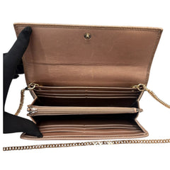 GUCCI Metallic Rose Gold Guccissima Leather Wallet with added Gold Chain Gucci
