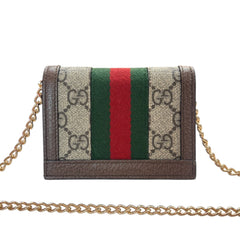 GUCCI Ophidia Coated Canvas Compact Wallet with Adjustable Chain Gucci