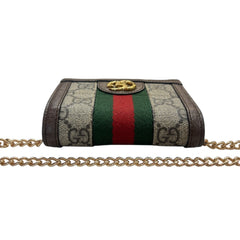 GUCCI Ophidia Coated Canvas Compact Wallet with Adjustable Chain Gucci