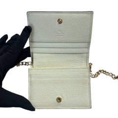 GUCCI Ivory Ophidia Grained Calfskin Compact Wallet with Adjustable Chain Gucci