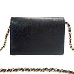 LOUIS VUITTON Black Taurillon Capucines Leather Compact Wallet added Chain Louis Vuitton
