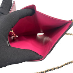LOUIS VUITTON Black Taurillon Capucines Leather Compact Wallet added Chain Louis Vuitton