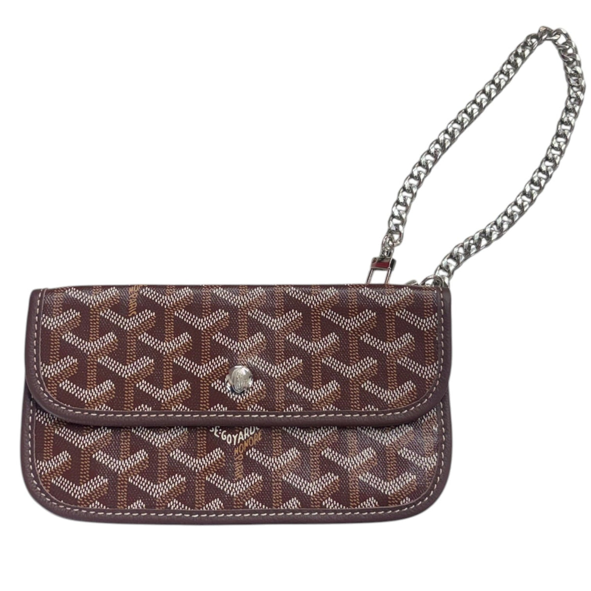 GOYARD Bordeaux Goyardine Pouch with added Silver Wrist Chain Goyard