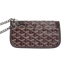 GOYARD Bordeaux Goyardine Pouch with added Silver Wrist Chain Goyard