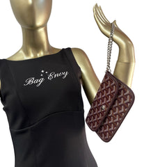 GOYARD Bordeaux Goyardine Pouch with added Silver Wrist Chain Goyard