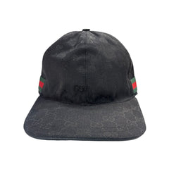 GUCCI Black GG Canvas with Color Web Baseball Cap Size Large Gucci
