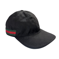 GUCCI Black GG Canvas with Color Web Baseball Cap Size Large Gucci