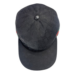 GUCCI Black GG Canvas with Color Web Baseball Cap Size Large Gucci