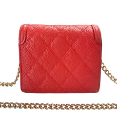 CHANEL Orange Caviar Leather Filigree Compact Wallet Chanel