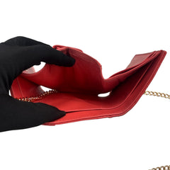CHANEL Orange Caviar Leather Filigree Compact Wallet Chanel