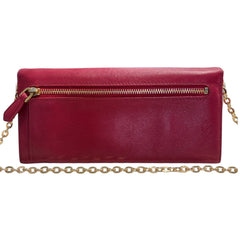 PRADA Magenta Saffiano Leather Bow Wallet with added Chain Prada
