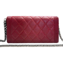 CHANEL Red Caviar Leather Boy Long Flap Wallet Chanel