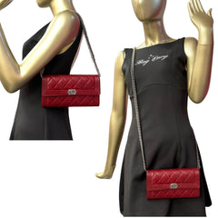 CHANEL Red Caviar Leather Boy Long Flap Wallet Chanel