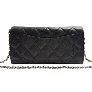 CHANEL Black Caviar Leather SHW Classic Flap Gusseted Wallet Chanel