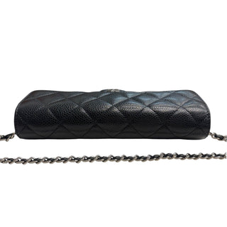 CHANEL Black Caviar Leather SHW Classic Flap Gusseted Wallet Chanel