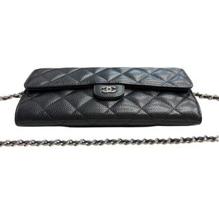 CHANEL Black Caviar Leather SHW Classic Flap Gusseted Wallet Chanel