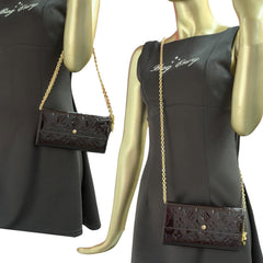 LOUIS VUITTON Aubergine Vernis Sarah Wallet with Chain/Bag Charm Louis Vuitton