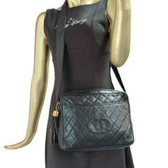 CHANEL Black Quilted Lambskin Large Camera Bag Chanel