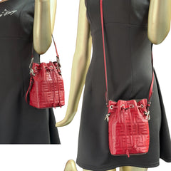 FENDI Red Calfskin Mini Bucket Bag Fendi