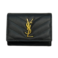 SAINT LAURENT Black Leather YSL 6 Key Holder & Card Case Saint Laurent