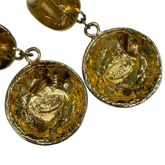 Vintage CHANEL 24k Gold Plated CC Logo Drop Clip Earrings Chanel