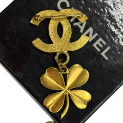 CHANEL 1986 Classic Flap Matelassé Bag and CC Coin Gold Plated Brooch Pendant Chanel