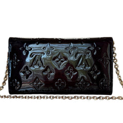 LOUIS VUITTON Aubergine Vernis Sarah Wallet with Chain/Bag Charm Louis Vuitton