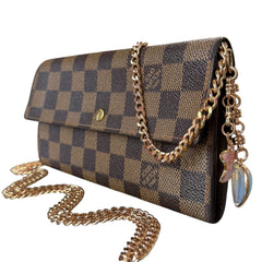 LOUIS VUITTON Damier Ebene Sarah Wallet with Chain/Charm Louis Vuitton
