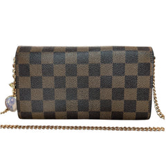 LOUIS VUITTON Damier Ebene Sarah Wallet with Chain/Charm Louis Vuitton