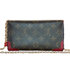 LOUIS VUITTON Red Monogram Retro Sarah Wallet with added Chain/Charm Louis Vuitton