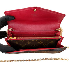 LOUIS VUITTON Red Monogram Retro Sarah Wallet with added Chain/Charm Louis Vuitton