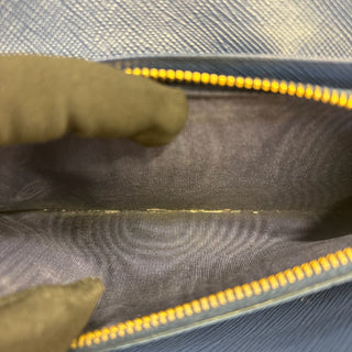 PRADA Blue Saffiano Leather Bow Wallet with added Chain Prada