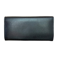 FENDI Black Grained Calfskin Leather Continental Wallet Fendi